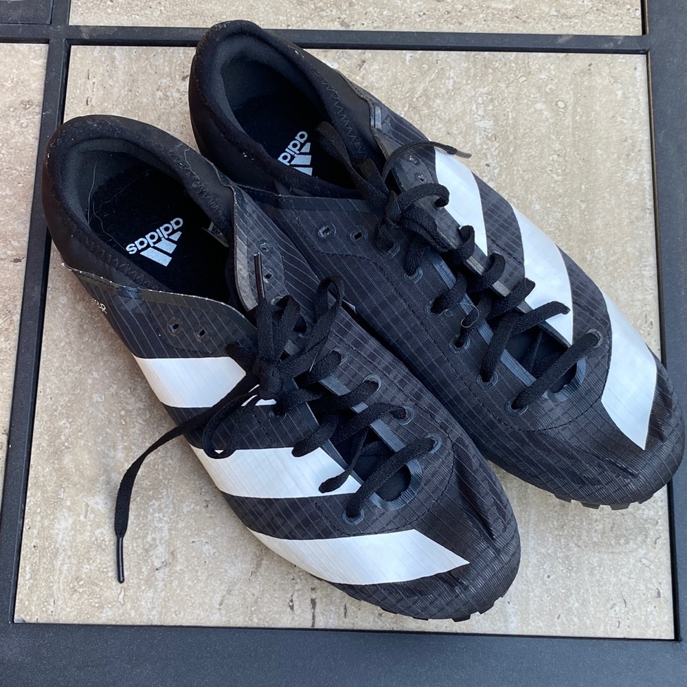 Adidas Adizero Black and White Striped Cleats for Track